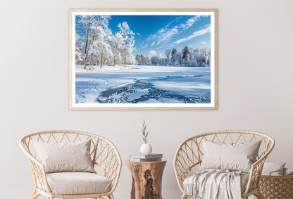 Winter, Frozen Lake and Snow-Covered Trees, Sky Home Decor Premium Quality Poster Print Choose Your Sizes - Bella Home Decor
