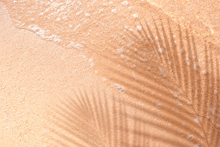 Shadow Of Coconut Leaf on Clean Sand Beach Wall Art Decor 100% Australian Made - Bella Home Decor