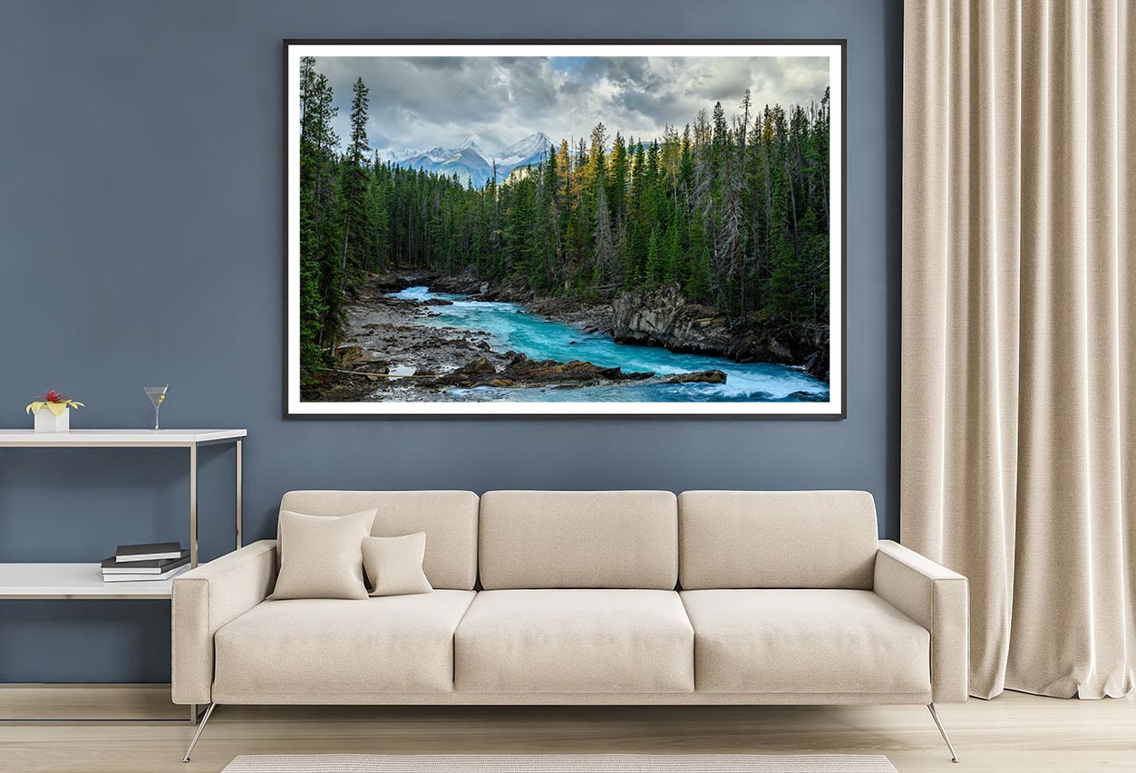 Autumn Forest River & Cloudy Sky Home Decor Premium Quality Poster Print Choose Your Sizes