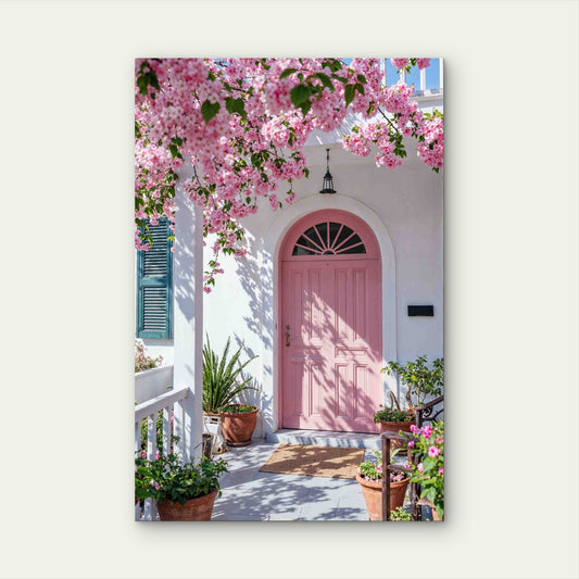 Pink Flower Door Metal Print Ready to Hang