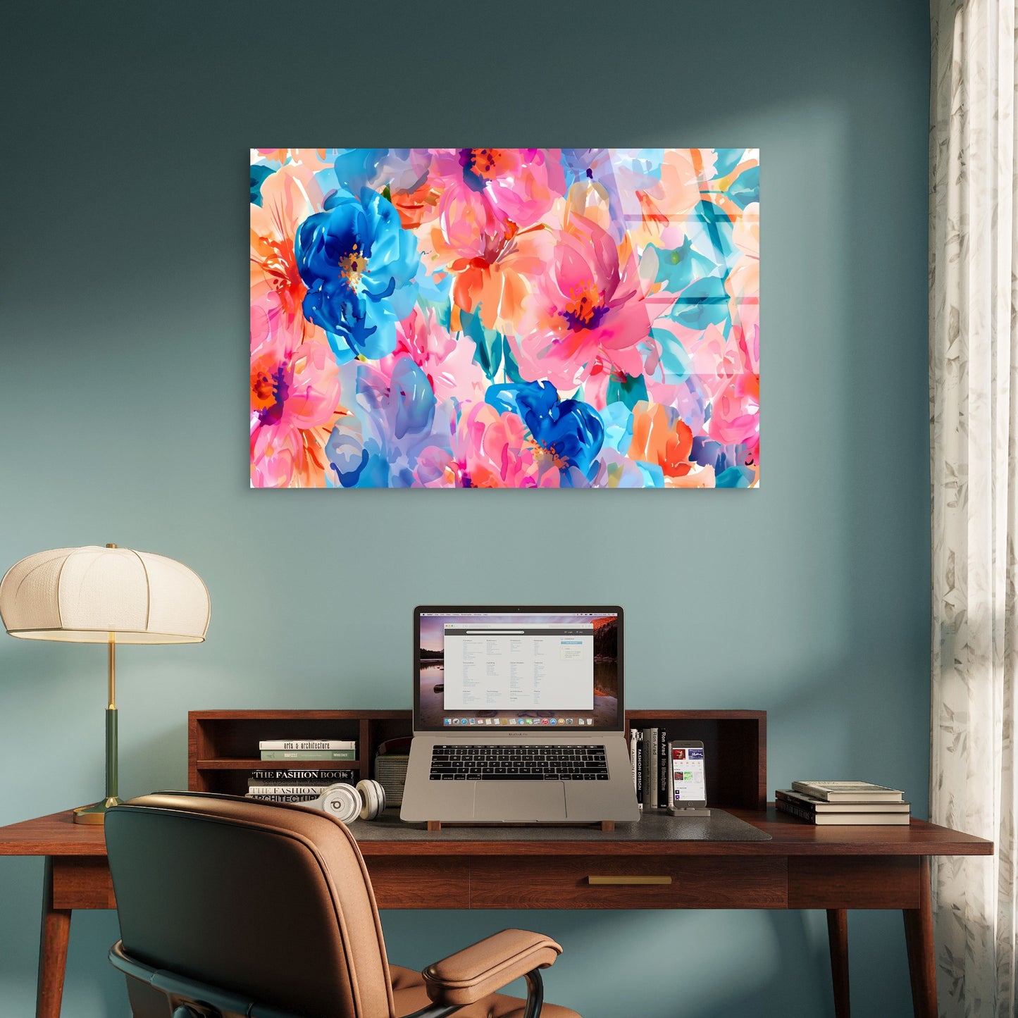 Abstract Pastel Peony Blossom Flora    Acrylic Glass Printing Wall Art Australian Made Quality