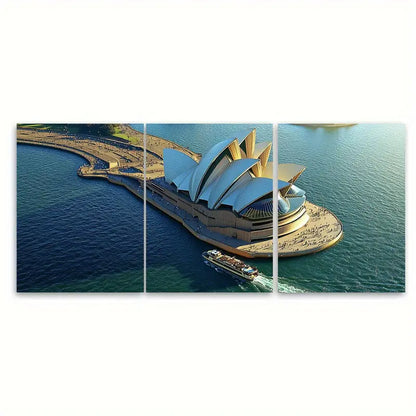 3pcs Sydney Opera House Elegant Australia Wall Art Set Canvas Framed 60x90cm - High Quality Print 100% Australian Made Wall Canvas Ready to Hang