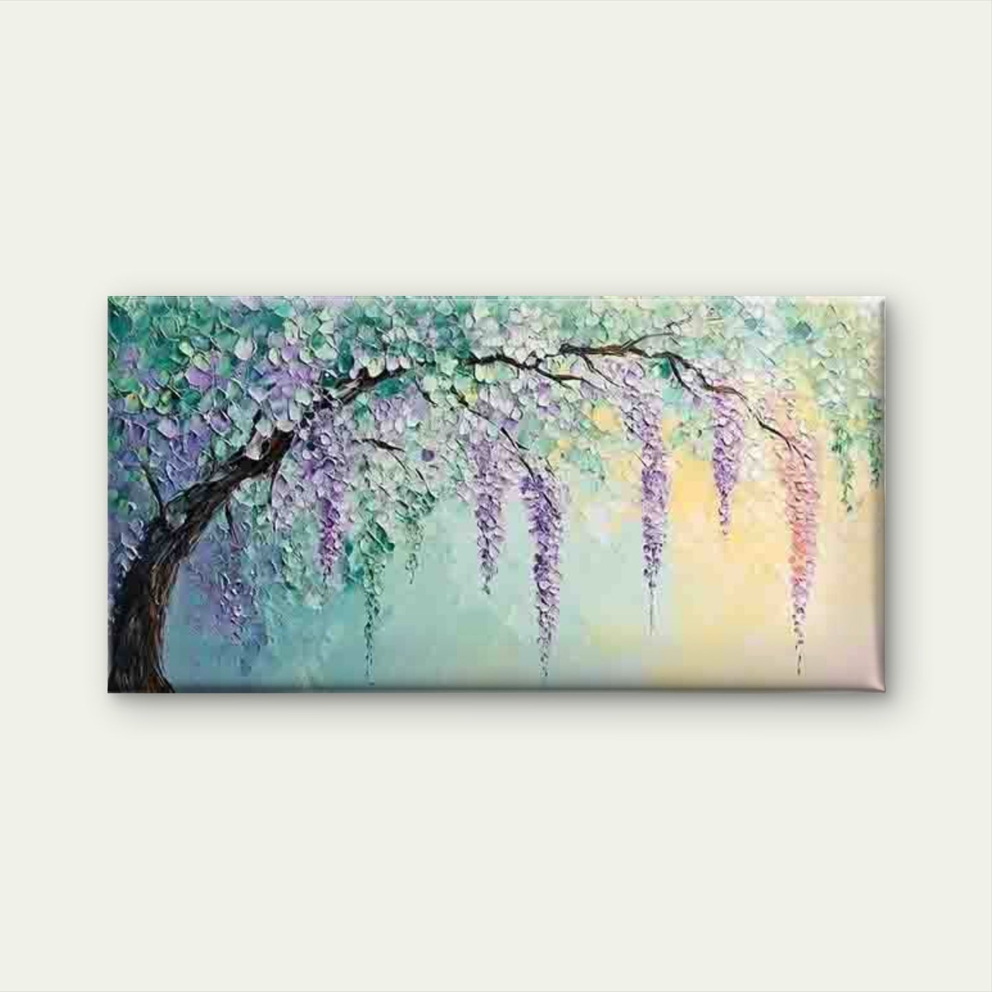 Wisteria Blossoms Hanging Wall Art Canvas Office Home Room Framed 120x60cm - Bella Home Decor