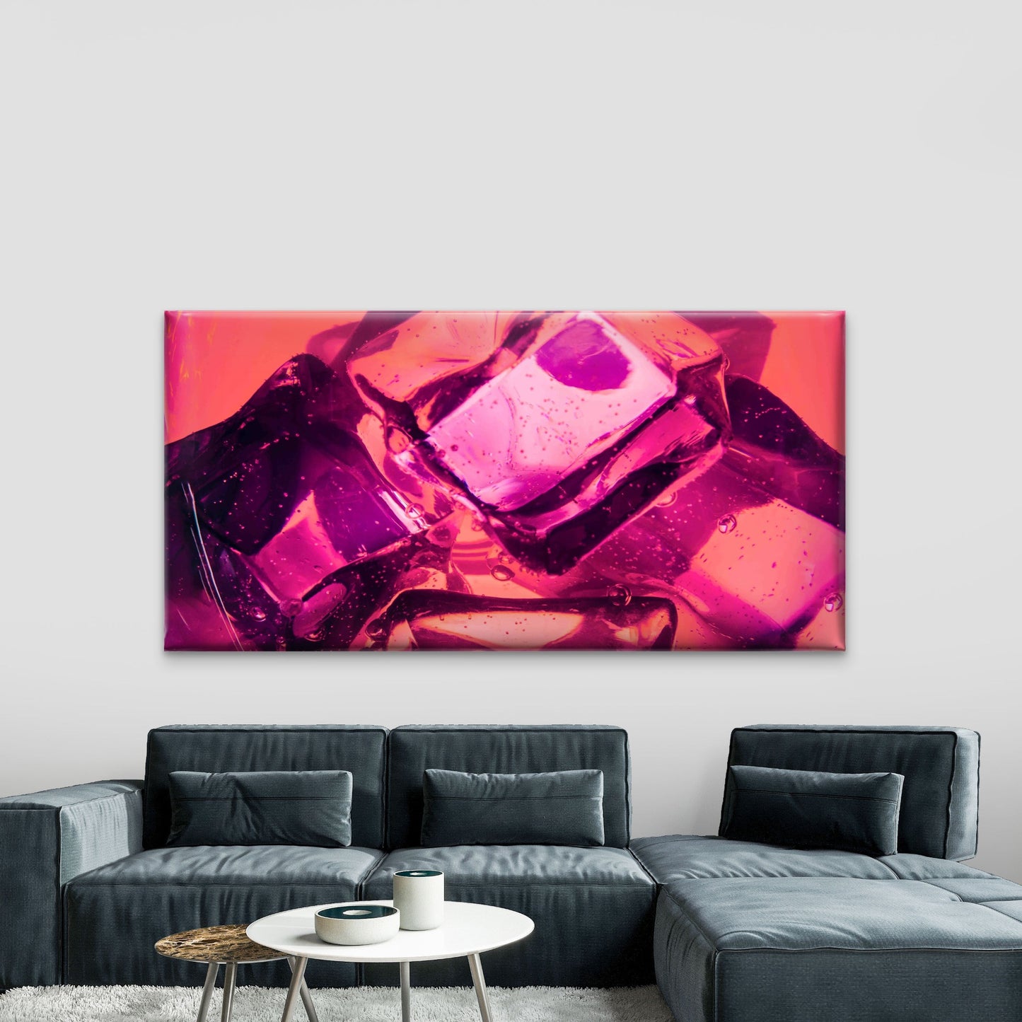 Ice Cubes Motion Water Splash Wall Art Canvas Office Home Room Framed 120x60cm