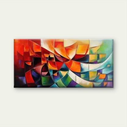 Abstract Geometric with Blocks Wall Art Canvas Office Home Room Framed 120x60cm - Bella Home Decor