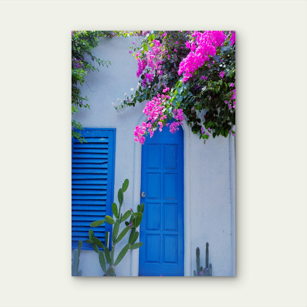 Traditional Mediterranean Village Scene 60x90cm Metal Print Ready to Hang
