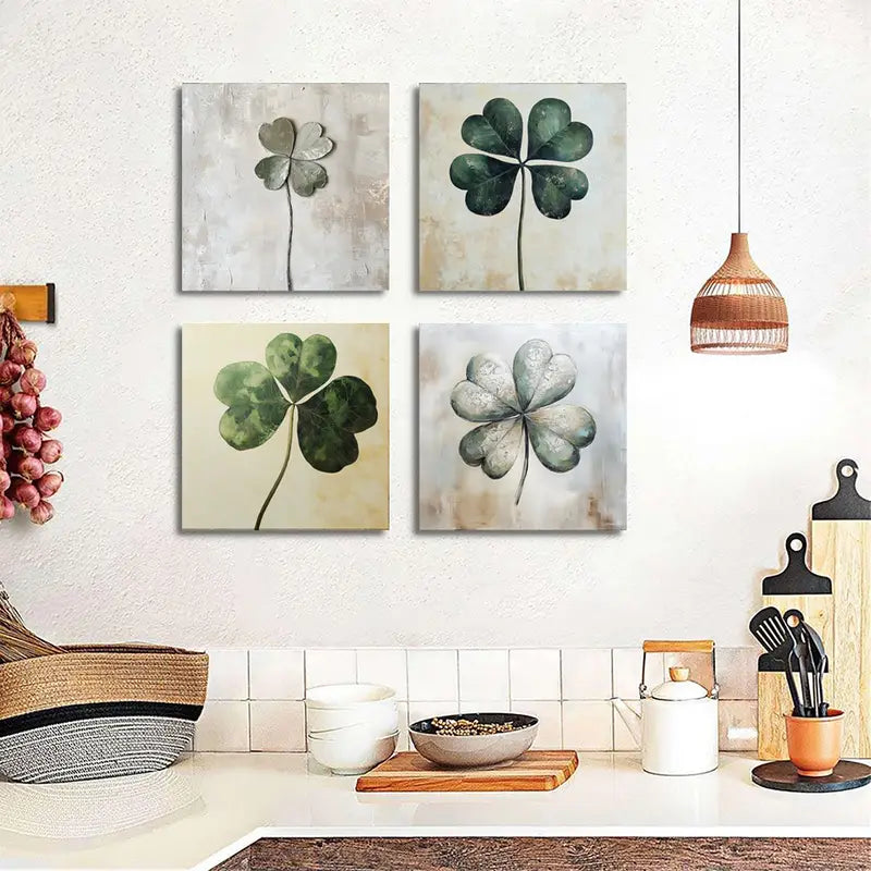 4pcsVintage Style Botanical  Wall Art Canvas Framed