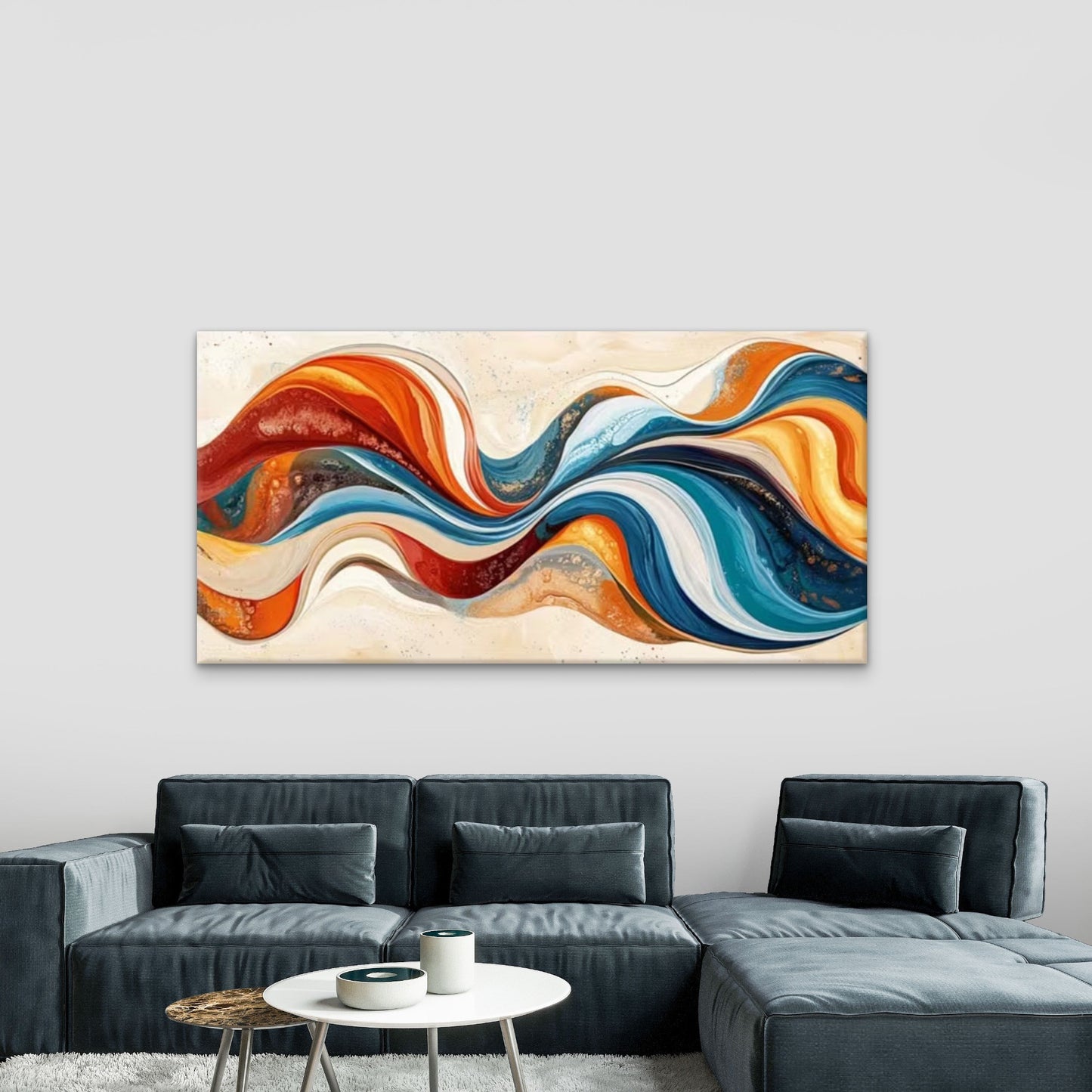 Dynamic Swirls Abstract Wall Art Canvas Office Home Room Framed 120x60cm