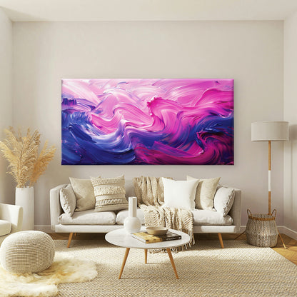 Pink And Blue Waves Wall Art Canvas Office Home Room Framed 120x60cm