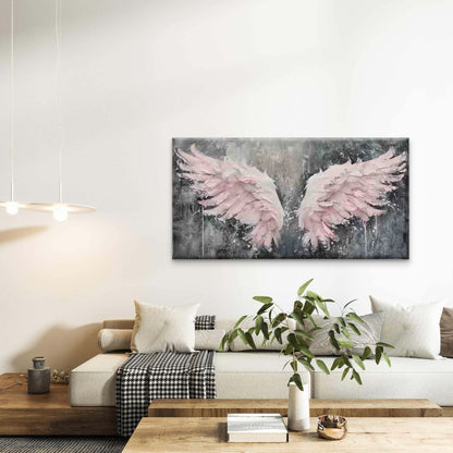 Pink Angel Wings Wall Art Canvas Office Home Room Framed 120x60cm - Bella Home Decor
