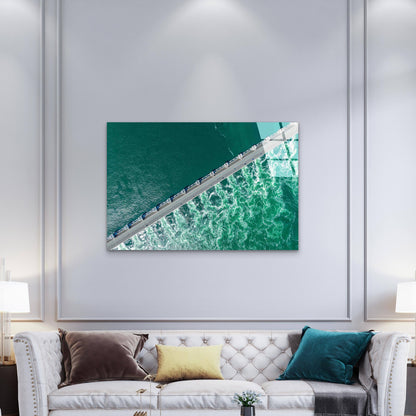 Aerial Ocean Dam Storm Tempered Glass Printing Wall Art Australian Made Quality