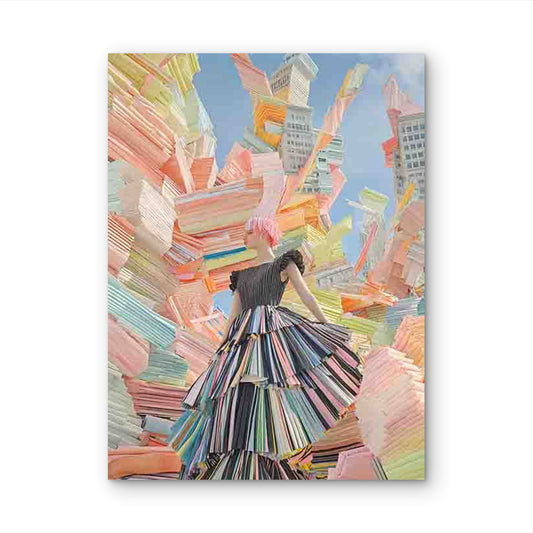 Elegant 'Sexy Model' on Colorful Abstract Cityscape 60x90cm Metal Print Ready to Hang