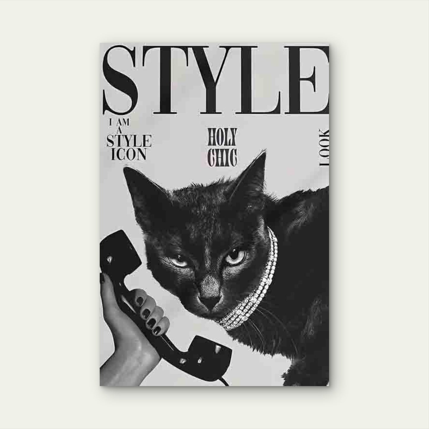 Cat With A Diamond Necklace 60x90cm Metal Print Ready to Hang - Bella Home Decor