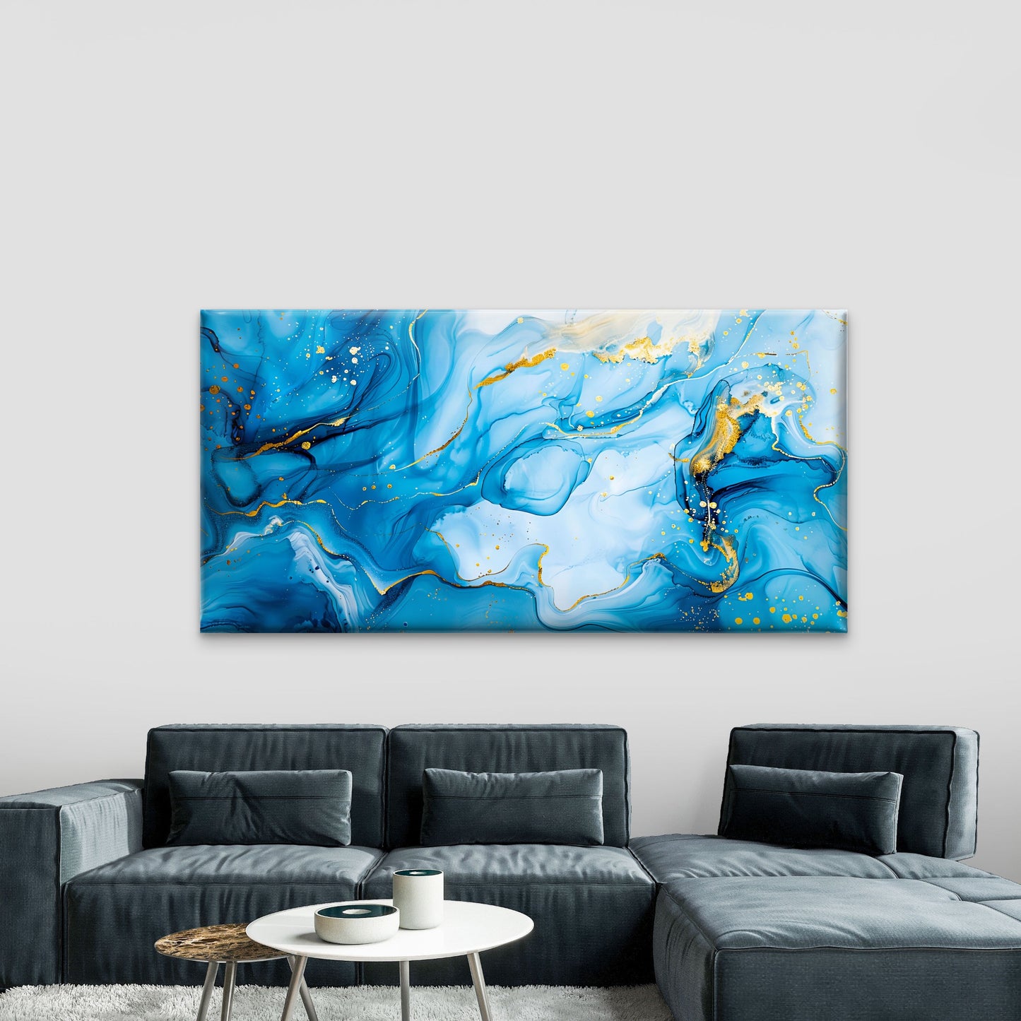 Mesmerizing Marble Flow Design Wall Art Canvas Office Home Room Framed 120x60cm