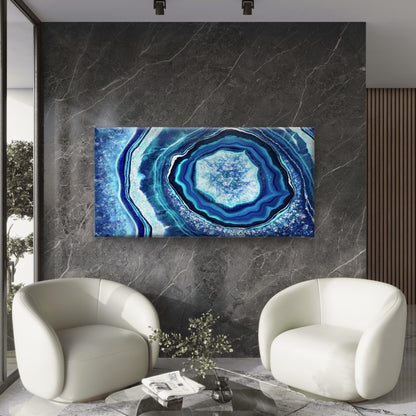 Blue Agate Illustration Wall Art Canvas Office Home Room Framed 120x60cm - Bella Home Decor