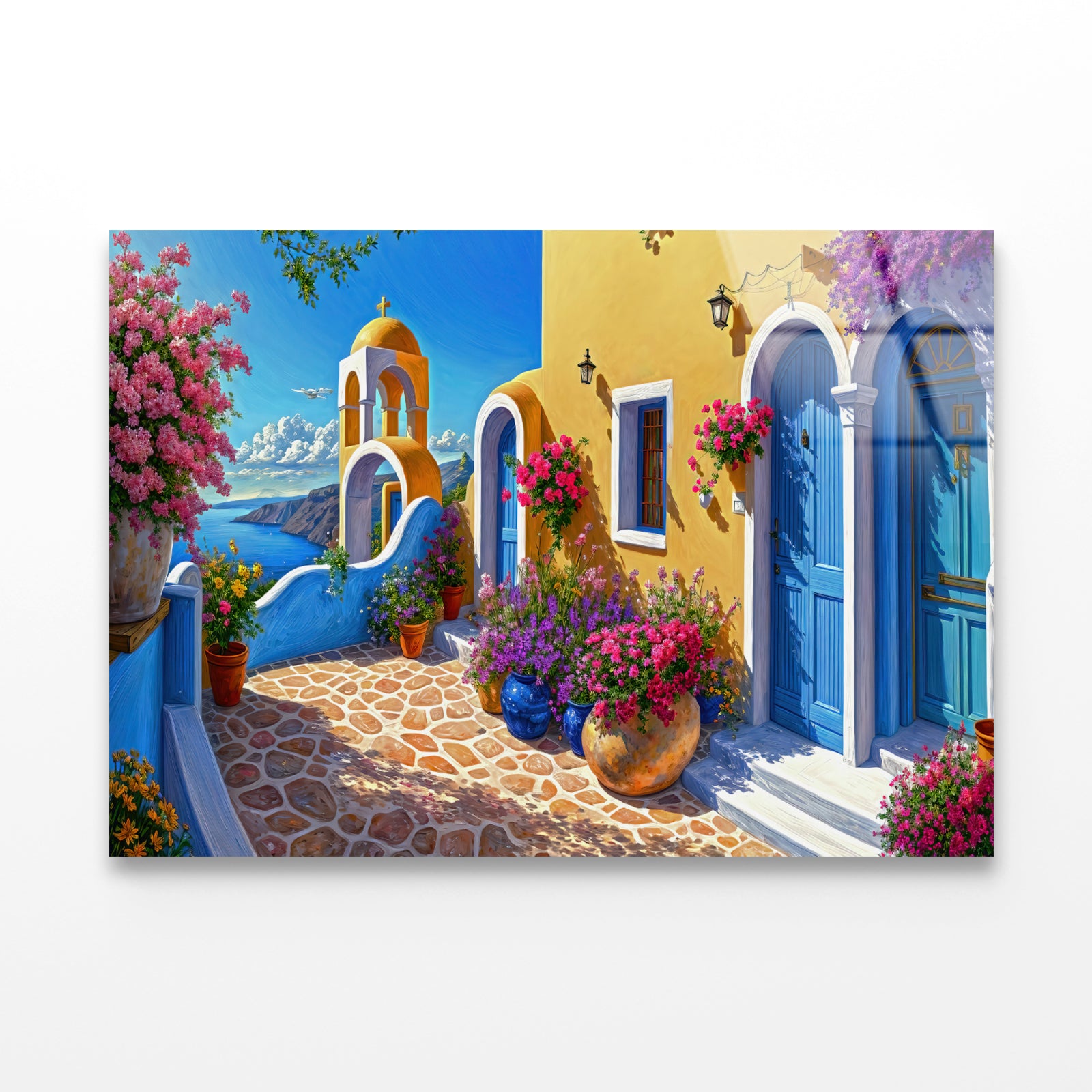 House Surrounded By Flowers Oil Painting Acrylic Glass Print Tempered Glass Wall Art 100% Made in Australia Ready to Hang