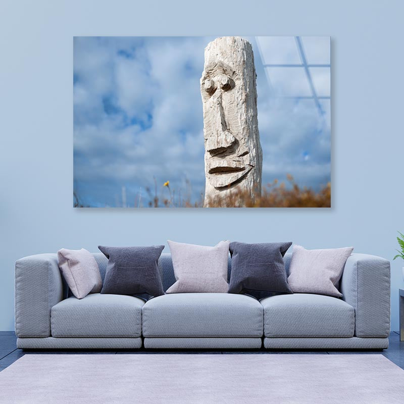 Driftwood Totem on Dunes at Ohope, Bay Off Plenty, New Zealand Acrylic Glass Print Tempered Glass Wall Art 100% Made in Australia Ready to Hang - Bella Home Decor