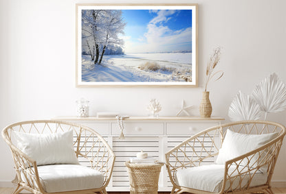 Snowy Field with Trees under a Sky Home Decor Premium Quality Poster Print Choose Your Sizes - Bella Home Decor