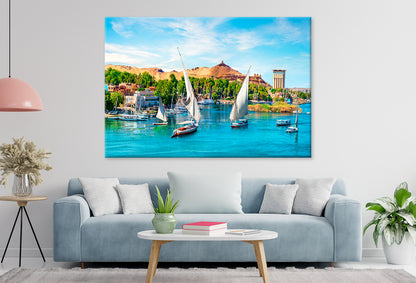 River Nile & Boats Sunset Aswan Wall Art Decor 100% Australian Made - Bella Home Decor