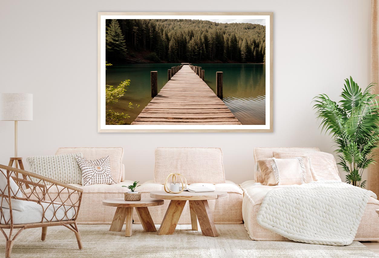 Wooden Pier On Lake & Forest Home Decor Premium Quality Poster Print Choose Your Sizes