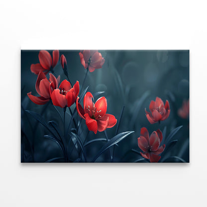 Close-Up of Red Tulip Flowers Print 100% Australian Made - Bella Home Decor