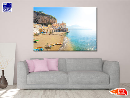 Raft In the Beach of Amalfi Coast Print 100% Australian Made - Bella Home Decor