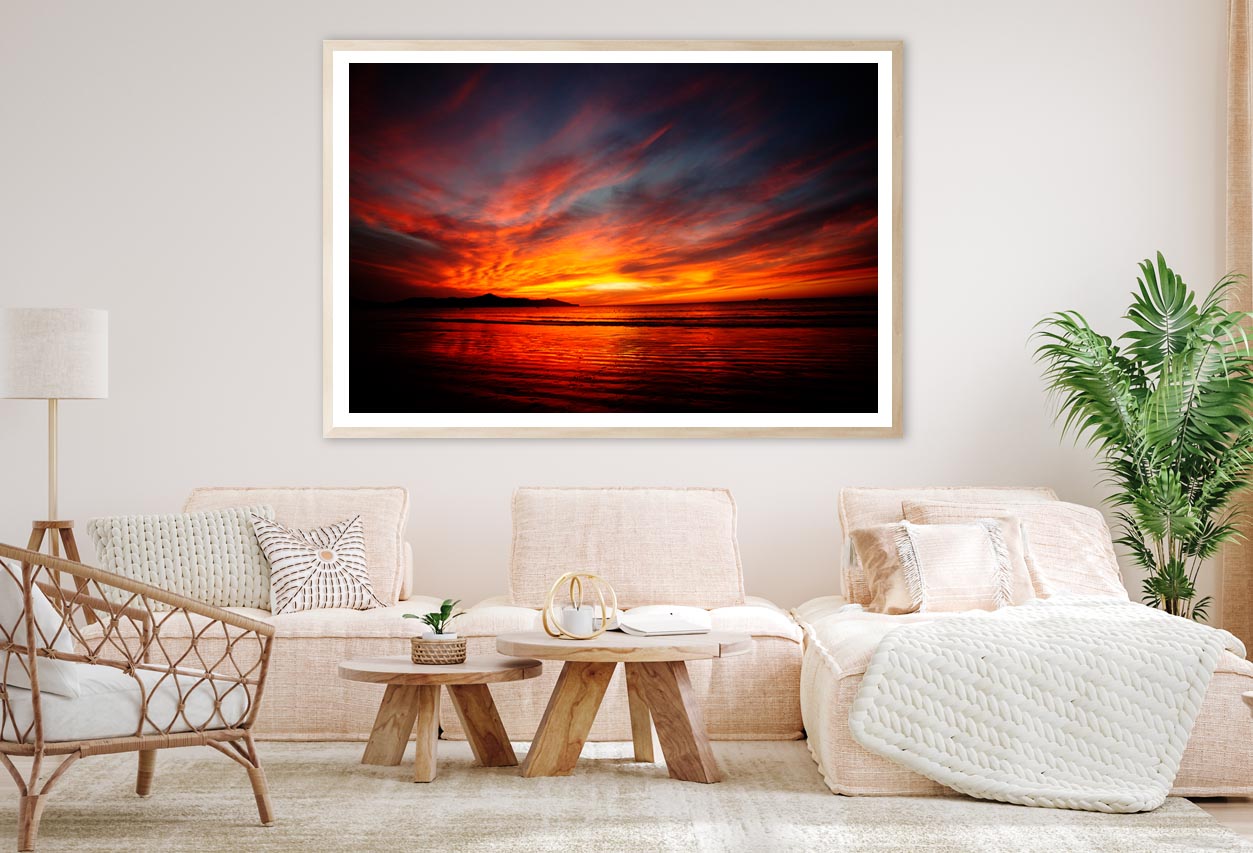 Red, Orange, And Yellow Sunset in Costa Rica Home Decor Premium Quality Poster Print Choose Your Sizes - Bella Home Decor