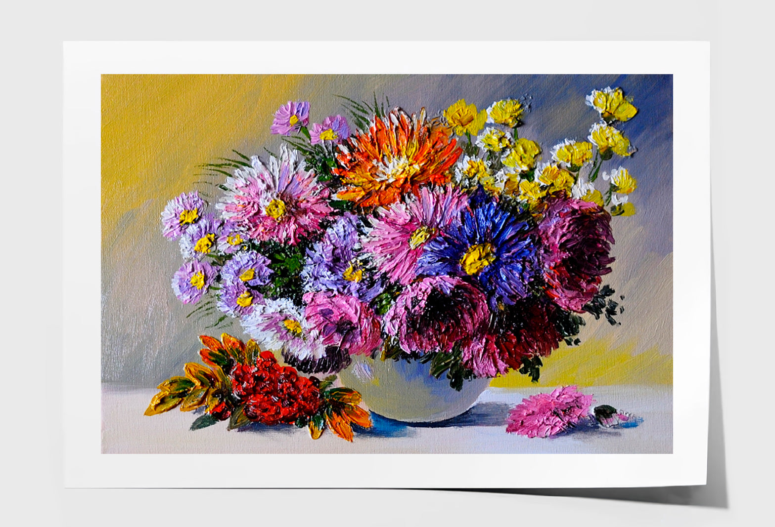 Still Life Flowers On The Table Oil Painting Limited Edition High Quality Print Unframed Roll Canvas None