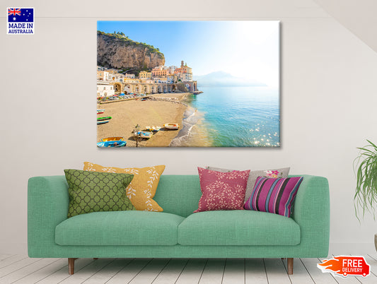 Raft In the Beach of Amalfi Coast Print 100% Australian Made - Bella Home Decor