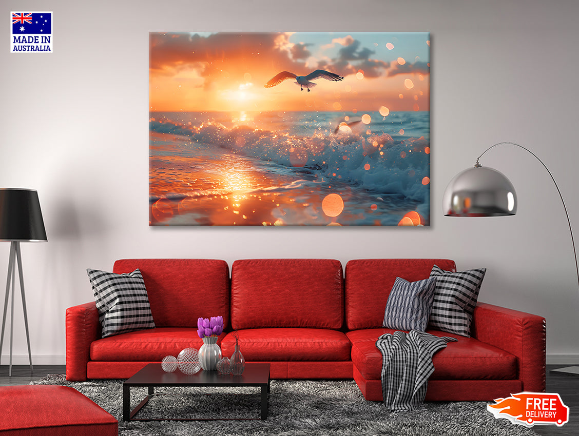 Bird Flying Over a Beach Print 100% Australian Made - Bella Home Decor