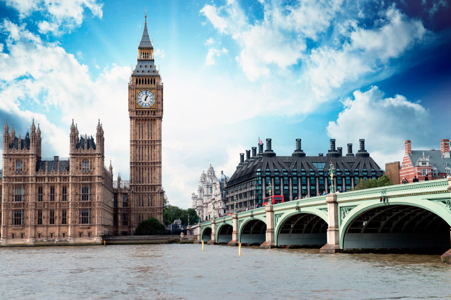 Big Ben, The Houses of Parliament and Westminster Bridge in London Acrylic Glass Print Tempered Glass Wall Art 100% Made in Australia Ready to Hang