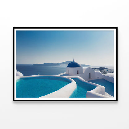 Clear Water Pool in Santorini Home Decor Premium Quality Poster Print Choose Your Sizes - Bella Home Decor