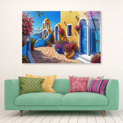 House Surrounded By Flowers Oil Painting Acrylic Glass Print Tempered Glass Wall Art 100% Made in Australia Ready to Hang