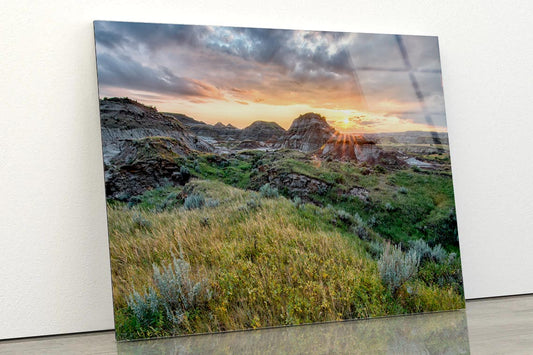 Dinosaur Provincial Park in the Alberta Badlands Acrylic Glass Print Tempered Glass Wall Art 100% Made in Australia Ready to Hang