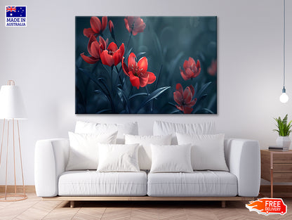 Close-Up of Red Tulip Flowers Print 100% Australian Made - Bella Home Decor