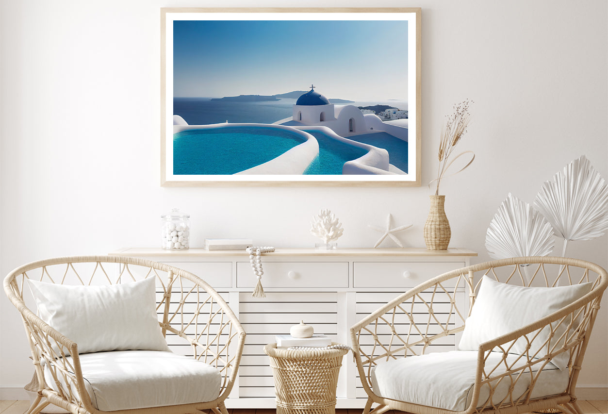 Clear Water Pool in Santorini Home Decor Premium Quality Poster Print Choose Your Sizes - Bella Home Decor