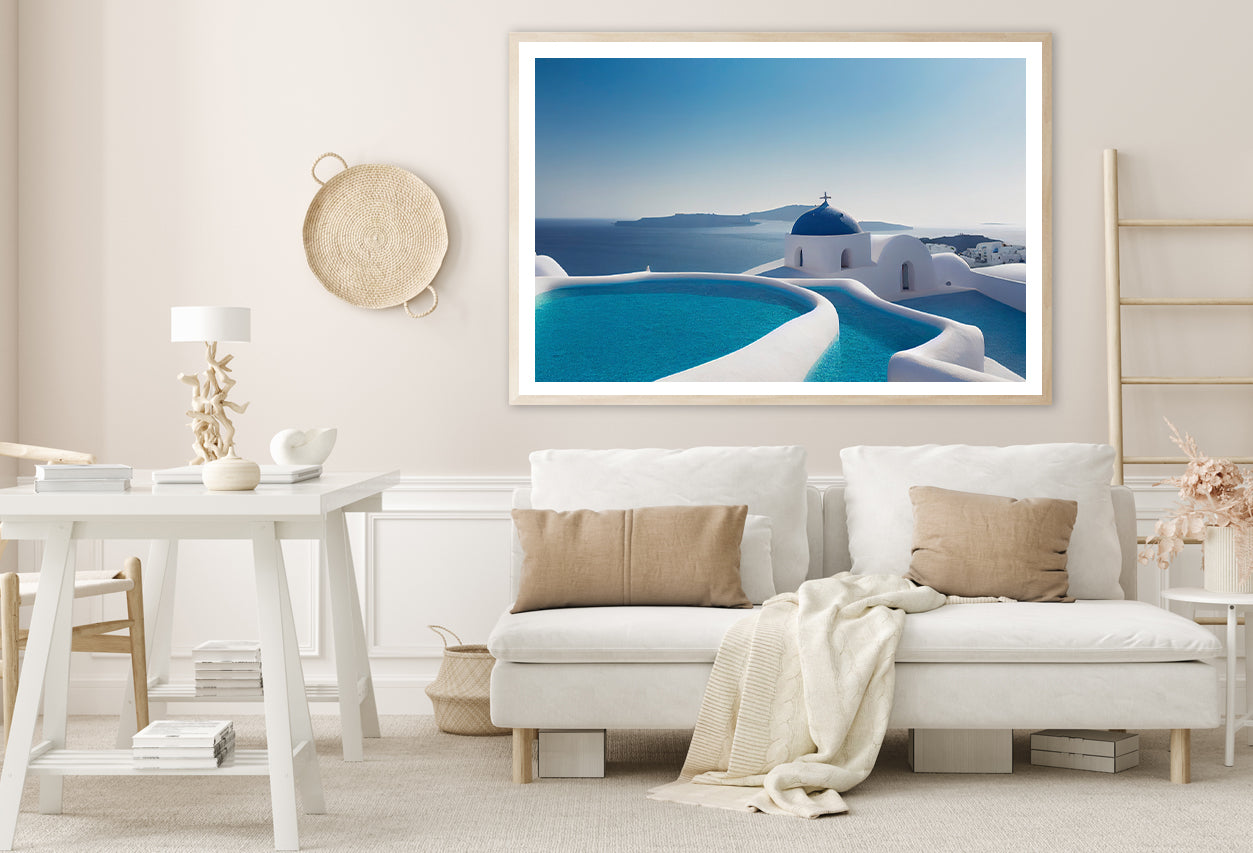 Clear Water Pool in Santorini Home Decor Premium Quality Poster Print Choose Your Sizes - Bella Home Decor