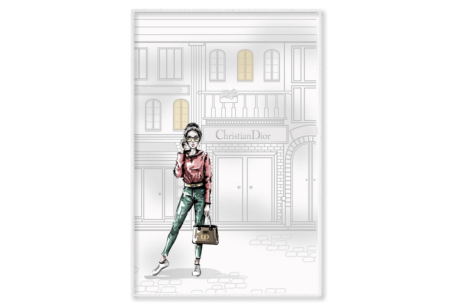 Modern Girl Luxury Fashion Store Wall Art Limited Edition High Quality Print Canvas Box Framed White