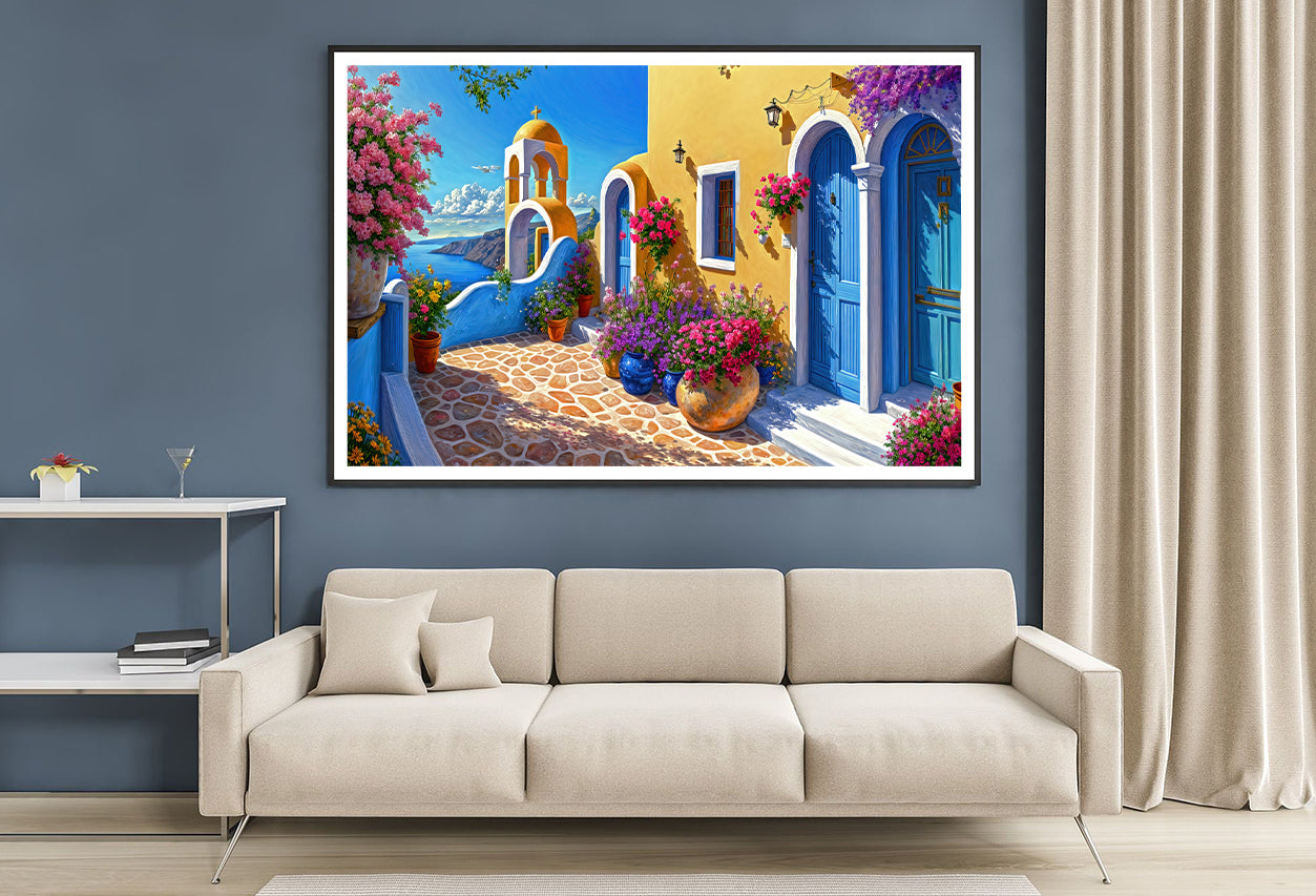 House Surrounded By Flowers Oil Painting Home Decor Premium Quality Poster Print Choose Your Sizes