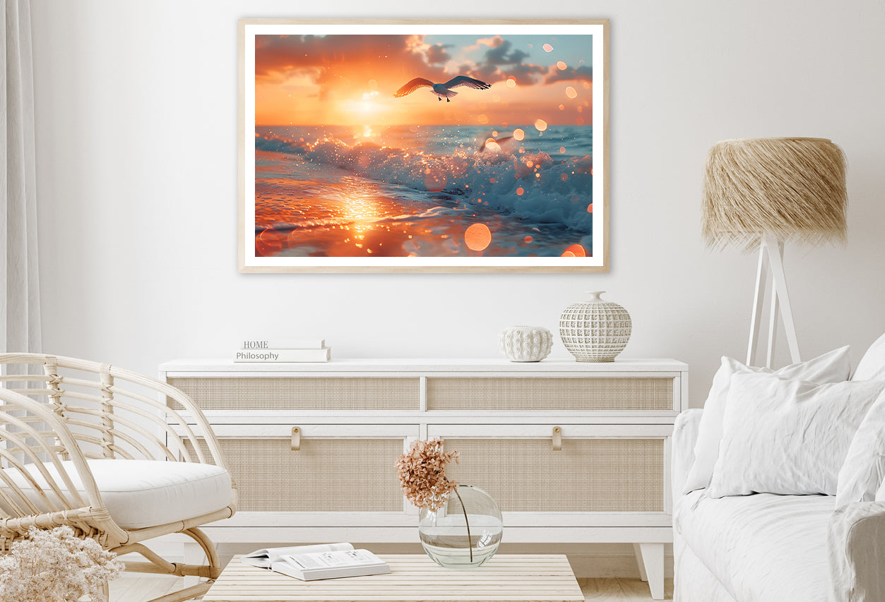 Bird Flying Over a Beach Home Decor Premium Quality Poster Print Choose Your Sizes - Bella Home Decor