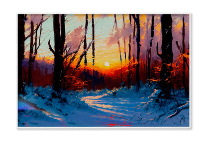 Sunset & Forest Oil Painting Wall Art Limited Edition High Quality Print