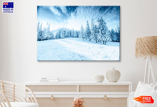 Winter Tree In Snow Wall Art Decor 100% Australian Made