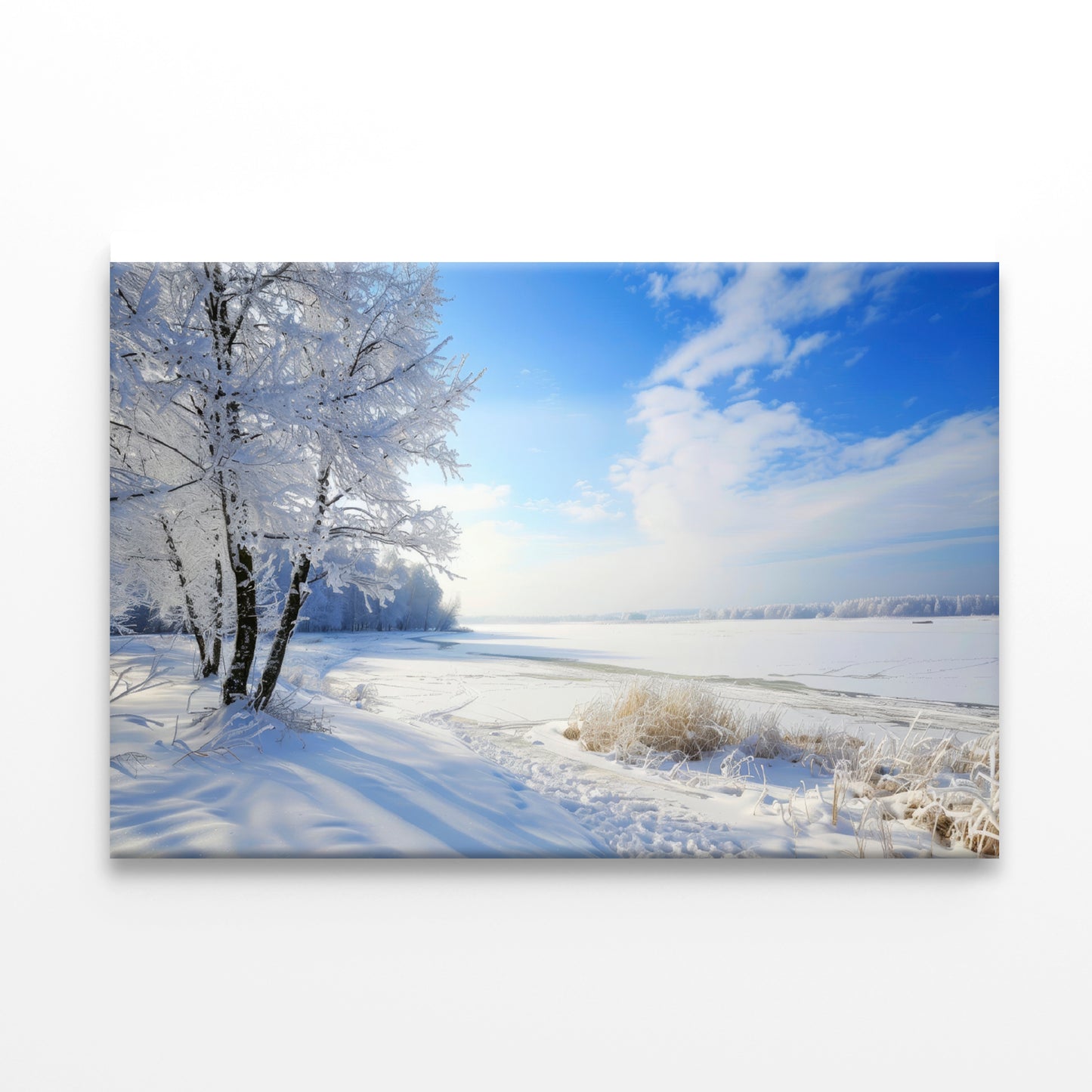 Snowy Field with Trees under a Sky Print 100% Australian Made - Bella Home Decor