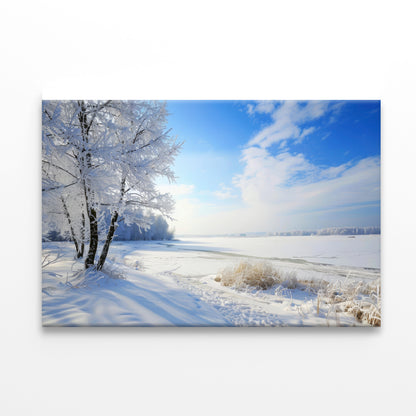 Snowy Field with Trees under a Sky Print 100% Australian Made - Bella Home Decor