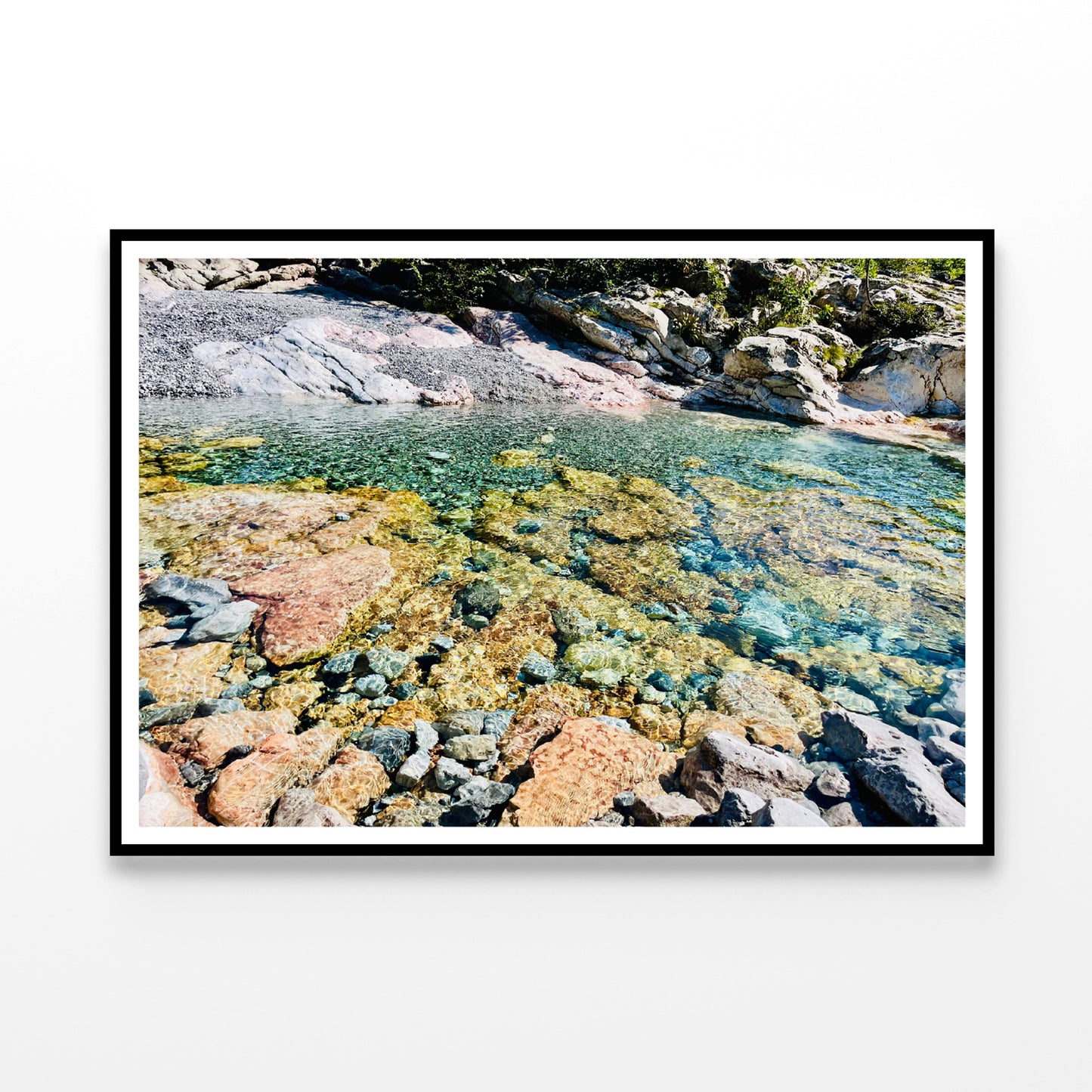 A Rocky Area with Water, Rocks and Plants Home Decor Premium Quality Poster Print Choose Your Sizes