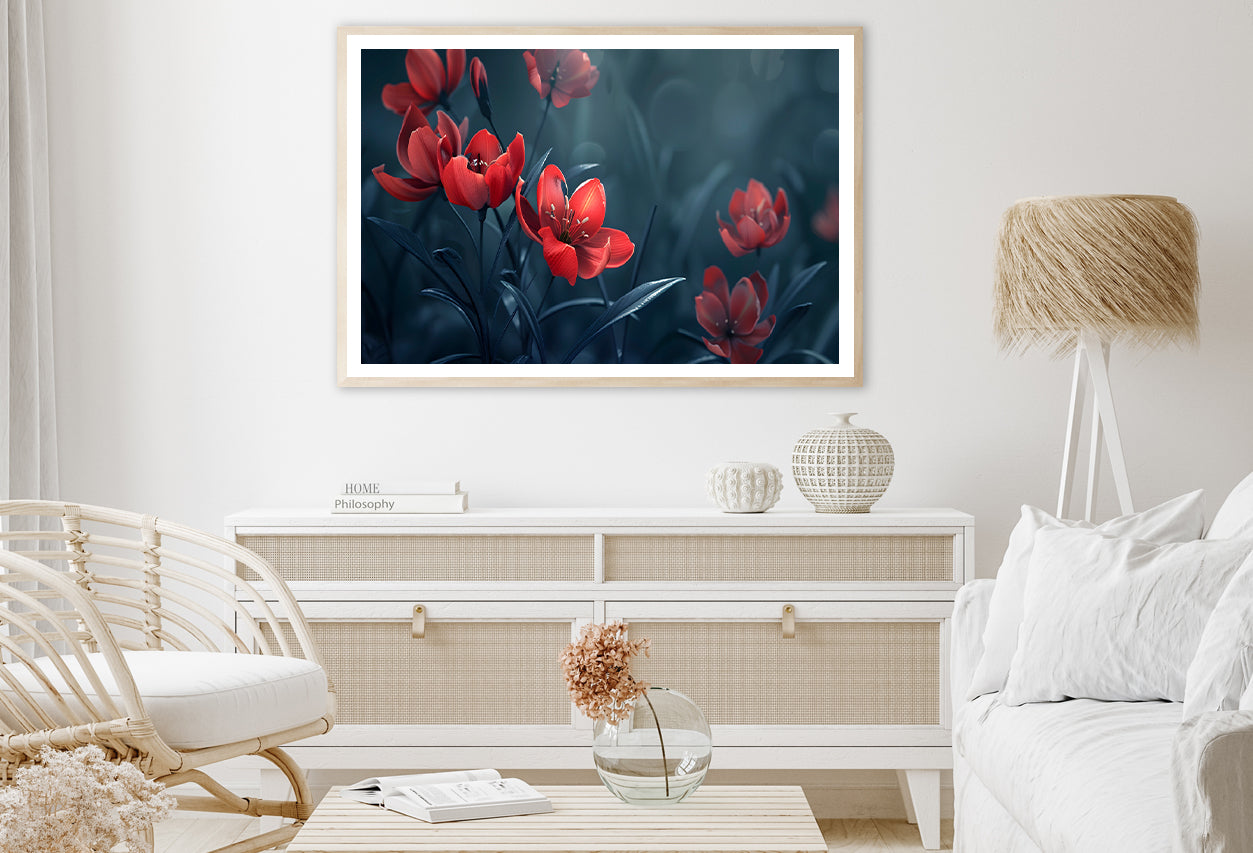 Close-Up of Red Tulip Flowers Home Decor Premium Quality Poster Print Choose Your Sizes - Bella Home Decor