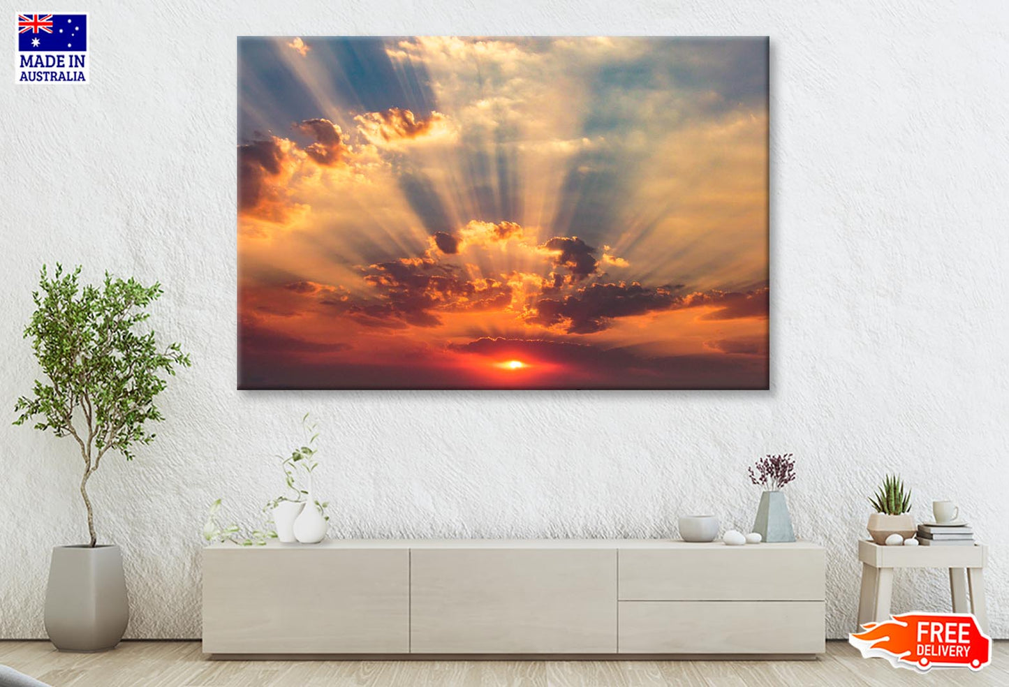 Spectacular Autumn Sunset, Incredible Cloud Wall Art Decor 100% Australian Made