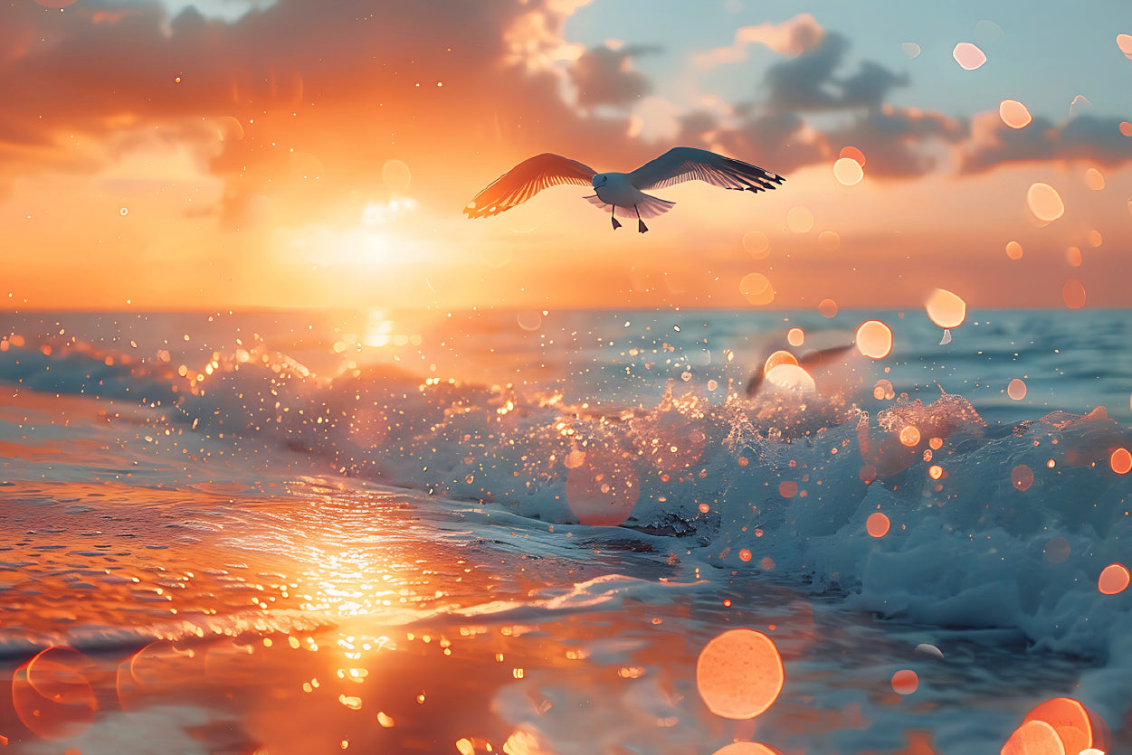 Bird Flying Over a Beach Home Decor Premium Quality Poster Print Choose Your Sizes - Bella Home Decor