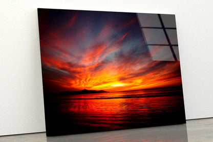 Red, Orange, And Yellow Sunset in Costa Rica Acrylic Glass Print Tempered Glass Wall Art 100% Made in Australia Ready to Hang