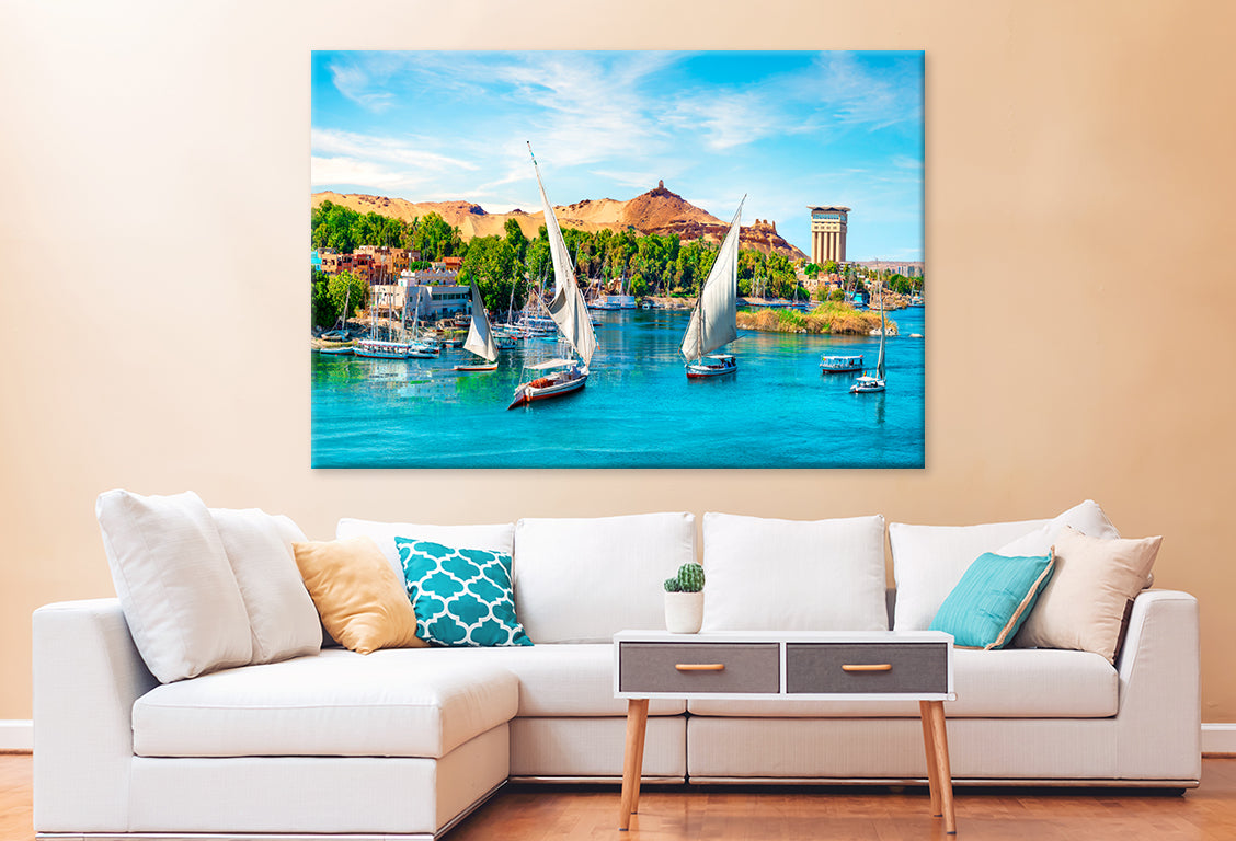 River Nile & Boats Sunset Aswan Wall Art Decor 100% Australian Made - Bella Home Decor